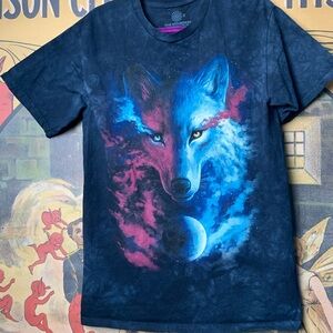 Where Light & Dark Meet Wolf Fantasy Art Graphic Tie-Dye T-Shirt